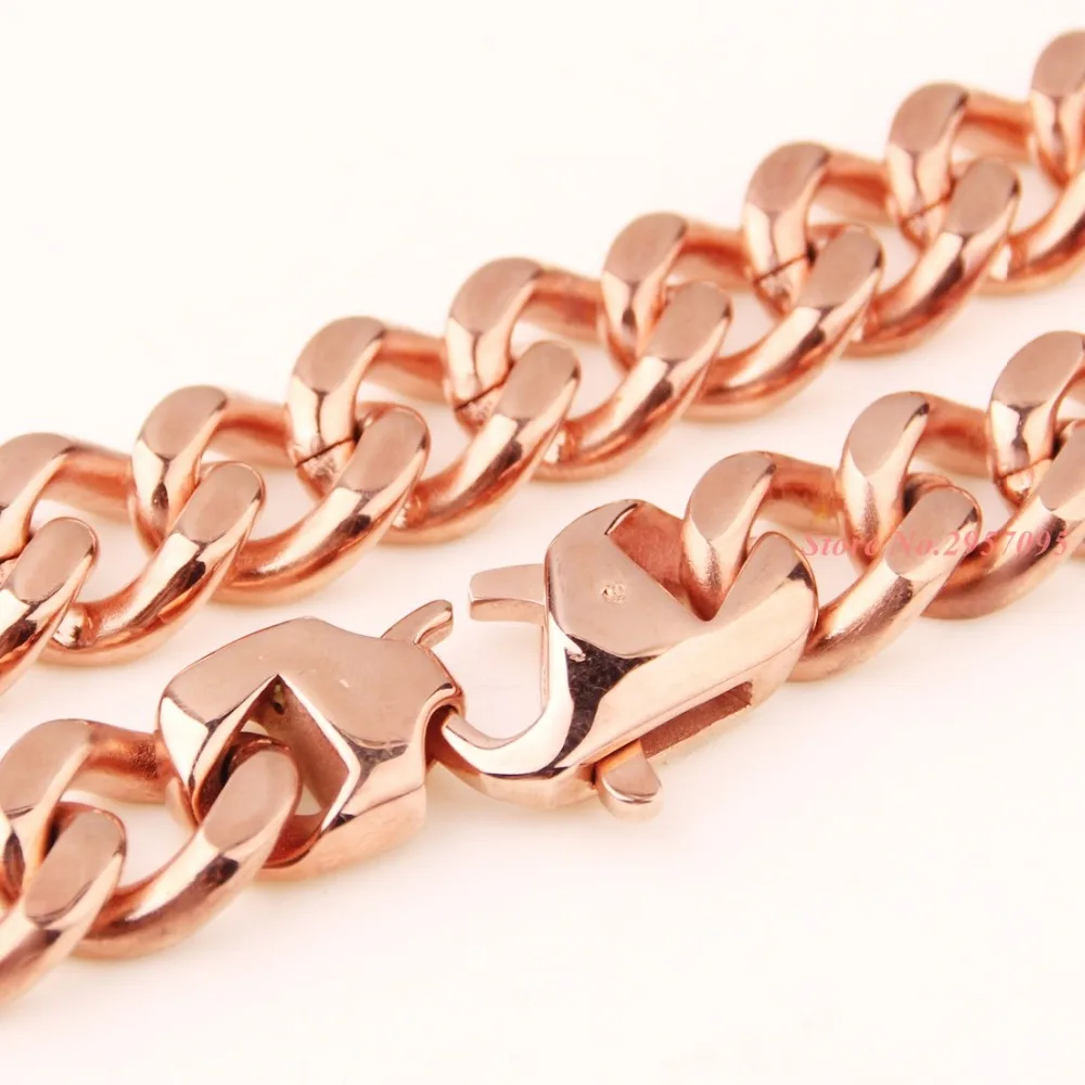 мужское ожерелье из веревки в стиле хип-хоп шириной 15 мм, цепочка из нержавеющей стали цвета розового золота в стиле хиппи-рок, модные ювелирные изделия Изображение 0