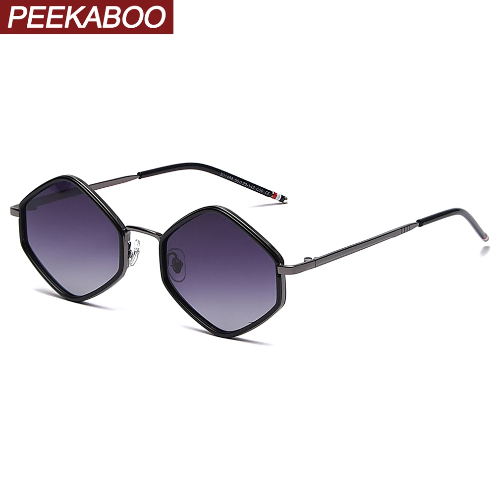 Металлические квадратные солнцезащитные очки Peekaboo для женщин за рулем, поляризованные солнцезащитные очки uv400 для мужчин, TR90, серо-коричневый, летний стиль 2023 года Изображение 0