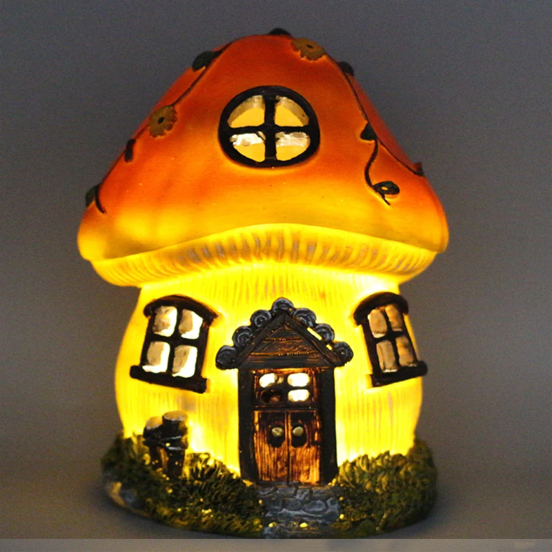 Солнечная лампа, моделирующая грибной дом, лампа для наружного сада, водонепроницаемая лампа для внутреннего двора, светящиеся украшения для газона Изображение 0