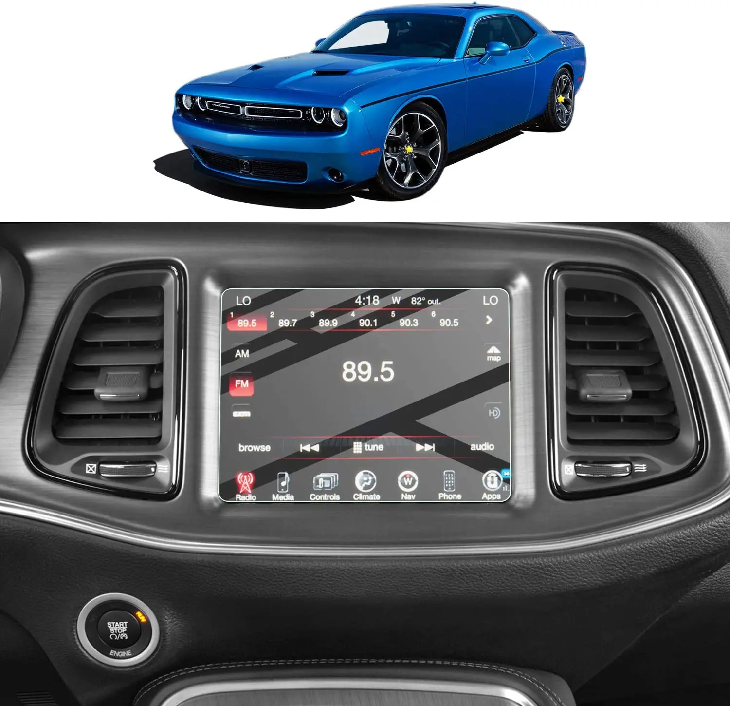 Для Dodge Challenger 2015-2022 Навигационный дисплей Uconnect, закаленное стекло, сенсорный ЖК-дисплей GPS, защитная пленка 8,4 дюйма Изображение 0