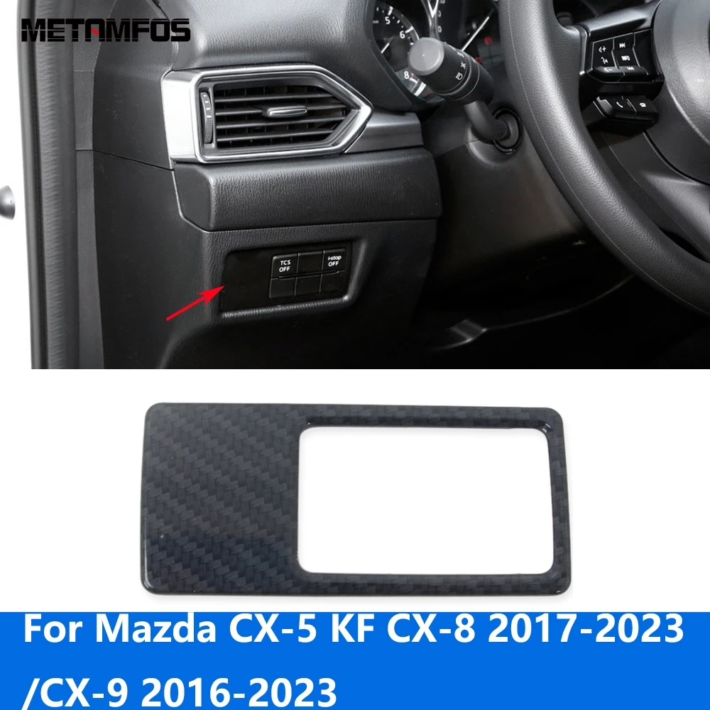 Для Mazda CX-5 CX5 KF CX8 CX-8 2017-2023 CX-9 2016-2023 Углеродного Волокна Головной Свет Лампы Переключатель Крышка Отделка Аксессуары Для Укладки автомобилей Изображение 0