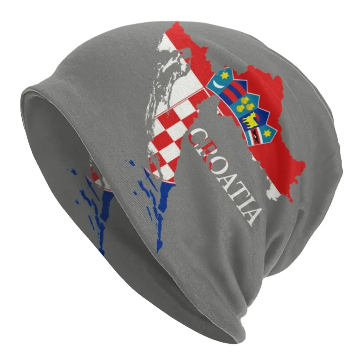 Карта флага Хорватии, шляпы-капоты, Модная вязаная шапка для женщин, мужчин, осень-зима, теплые тюбетейки, шапочки-ушанки Изображение 0