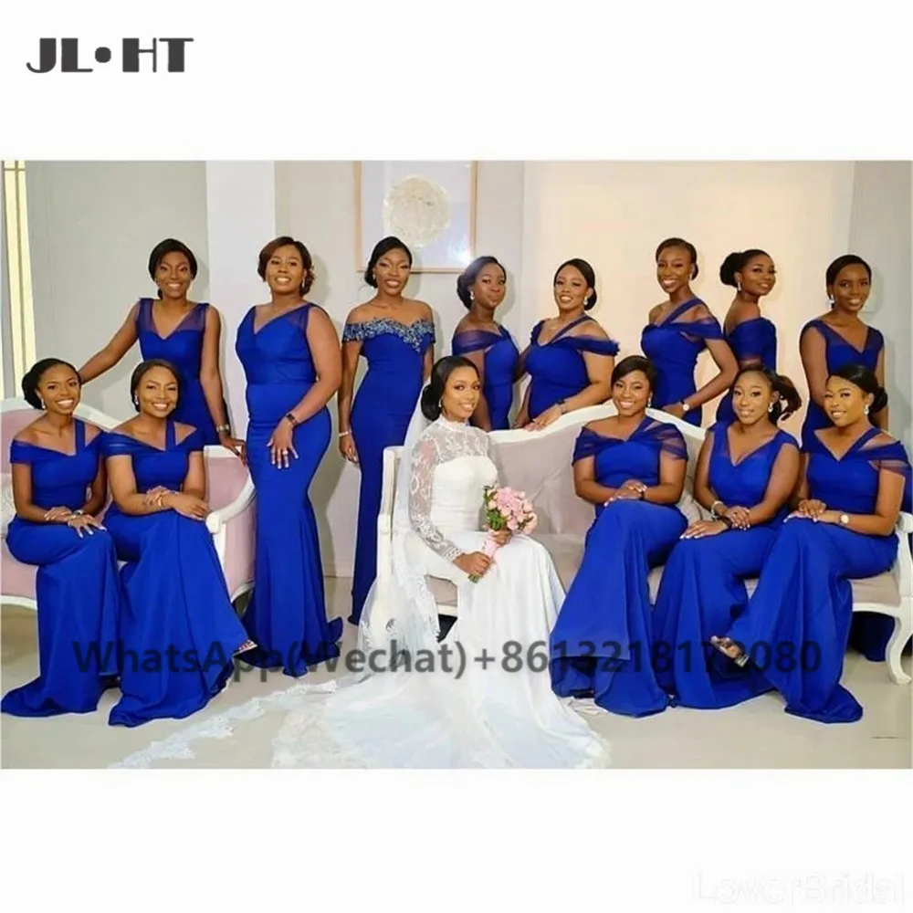 Африканские сине-черные женские платья подружек невесты 