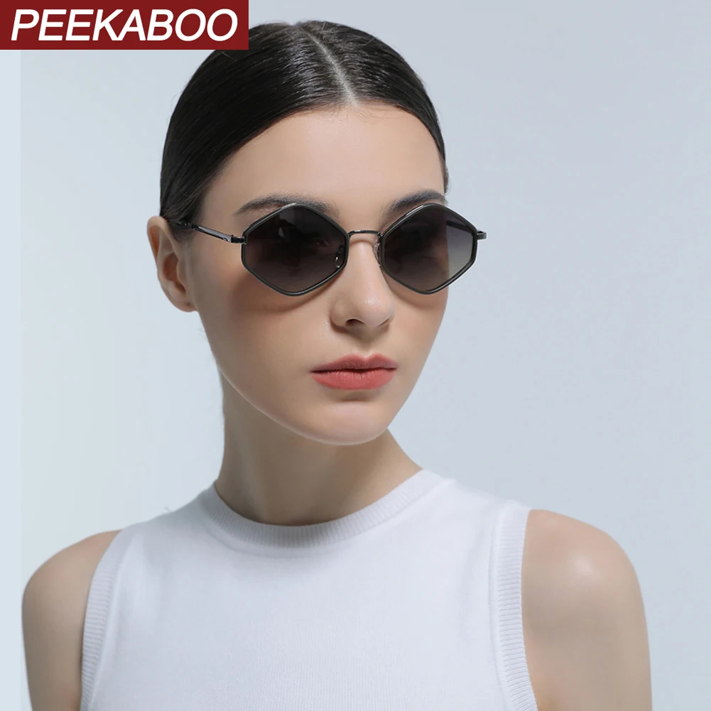 Металлические квадратные солнцезащитные очки Peekaboo для женщин за рулем, поляризованные солнцезащитные очки uv400 для мужчин, TR90, серо-коричневый, летний стиль 2023 года Изображение 1