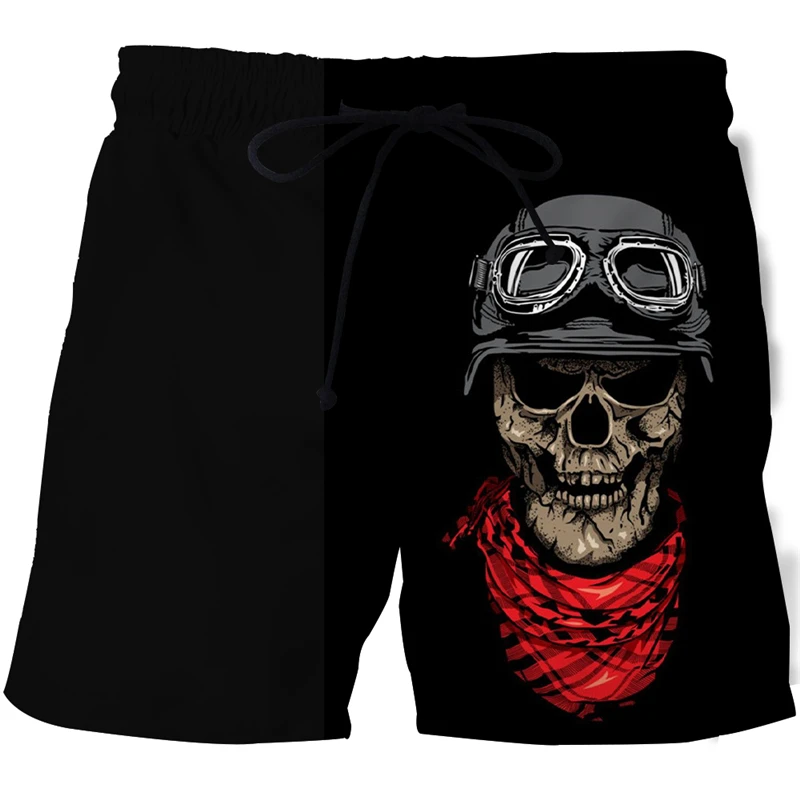 Новейшие летние мужские пляжные шорты с 3D цветочным принтом черепа, быстросохнущие бермуды, шорты для серфинга, черные шорты-боксеры Изображение 1