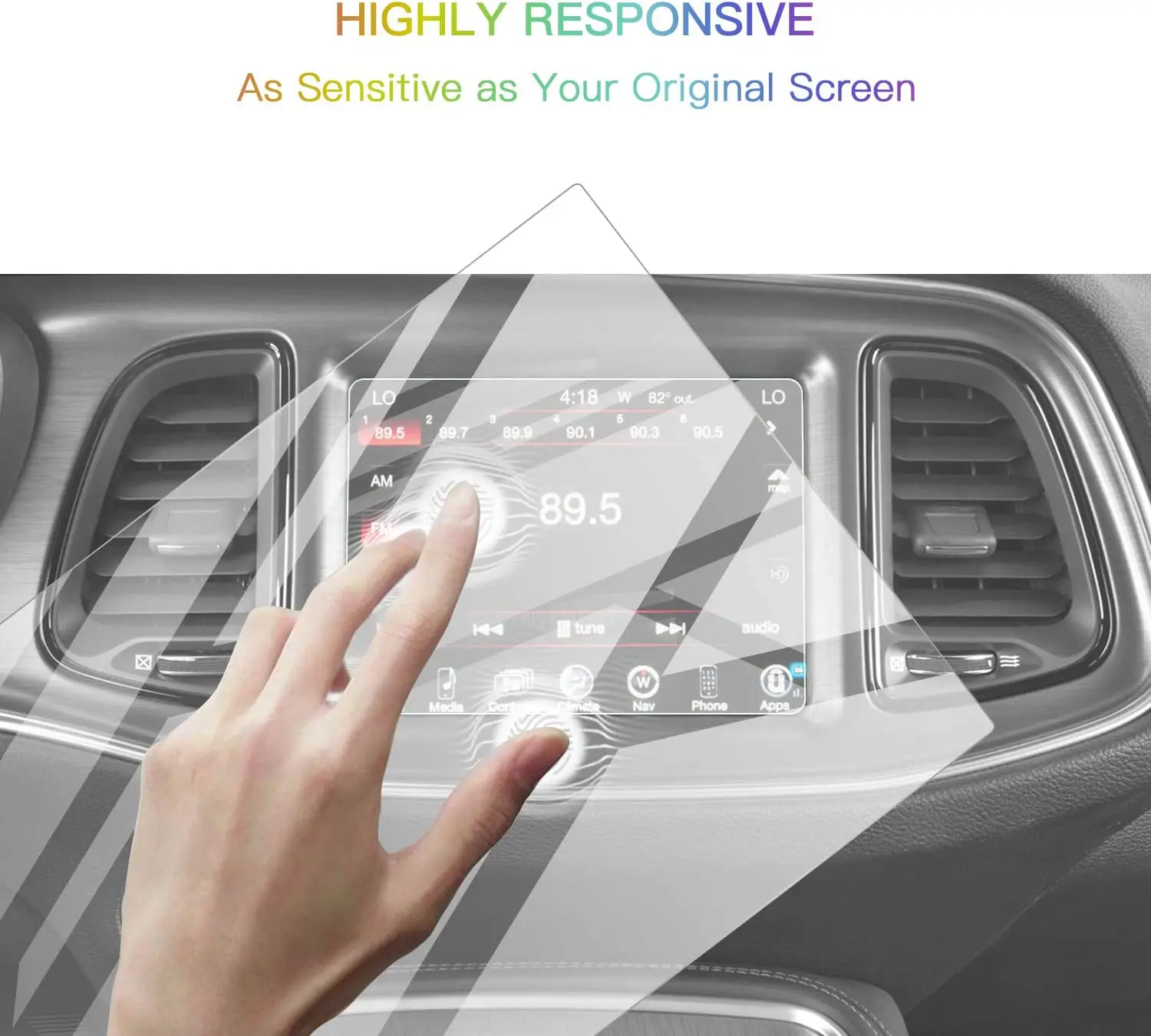 Для Dodge Challenger 2015-2022 Навигационный дисплей Uconnect, закаленное стекло, сенсорный ЖК-дисплей GPS, защитная пленка 8,4 дюйма Изображение 1