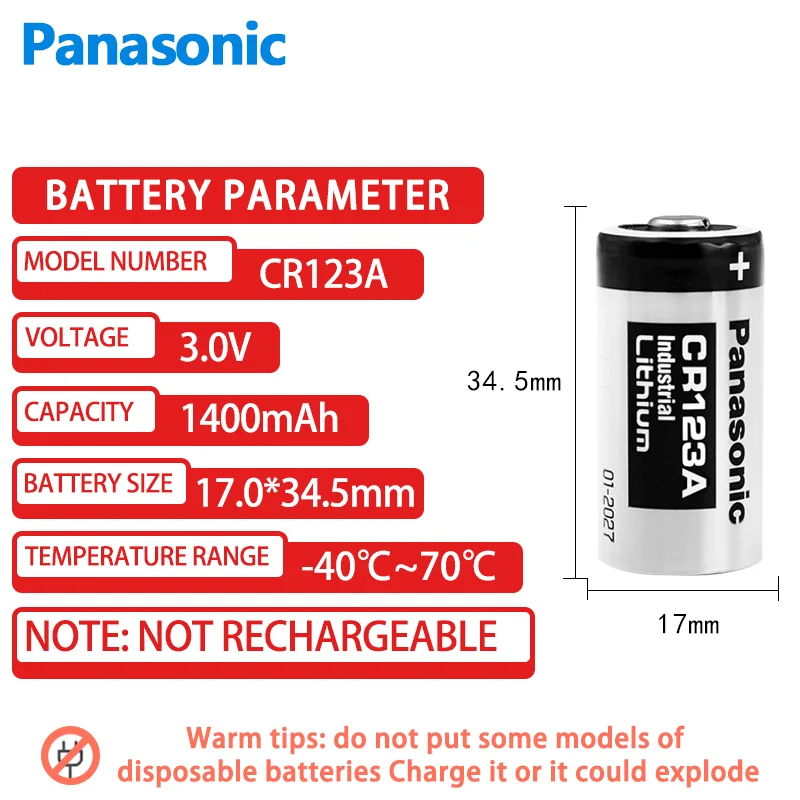 1ШТ Panasonic CR123A CR17345 DL123A 3V Литиевая Батарея Для Цифровой Камеры Дверные Звонки Фонарик Счетчики Воды Дымовая Сигнализация Изображение 1