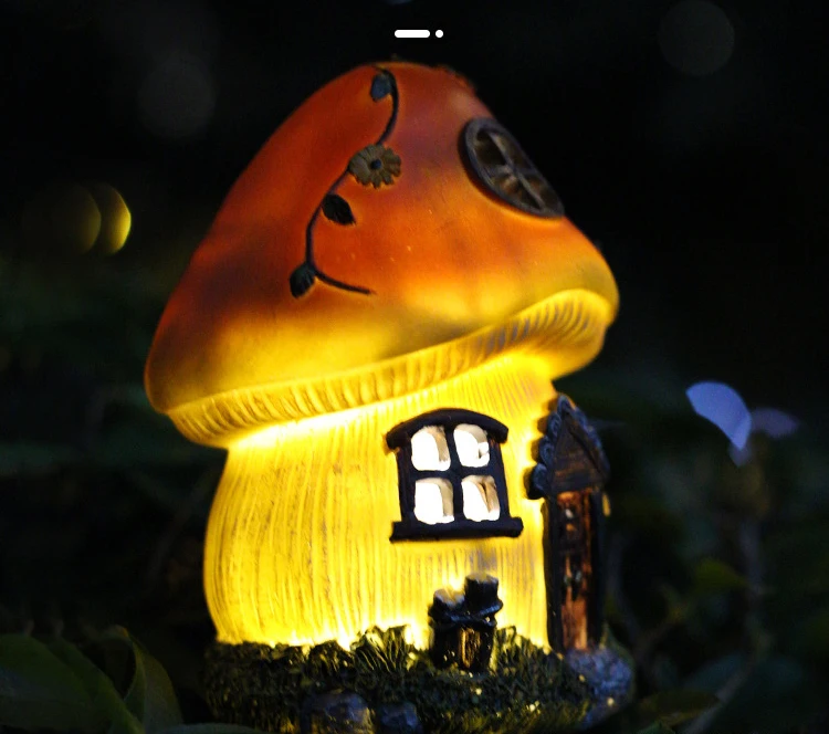 Солнечная лампа, моделирующая грибной дом, лампа для наружного сада, водонепроницаемая лампа для внутреннего двора, светящиеся украшения для газона Изображение 2