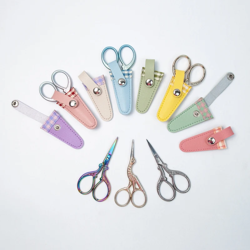 Ножницы для вышивания, цветная решетчатая оболочка, Защитные ножницы, защитный чехол для маленьких винтажных ножниц с острым наконечником Изображение 2