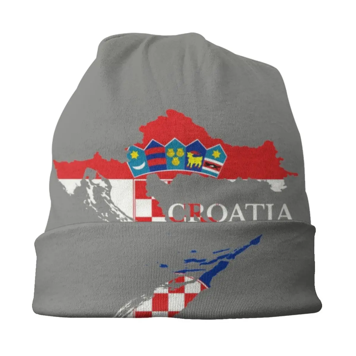 Карта флага Хорватии, шляпы-капоты, Модная вязаная шапка для женщин, мужчин, осень-зима, теплые тюбетейки, шапочки-ушанки Изображение 2