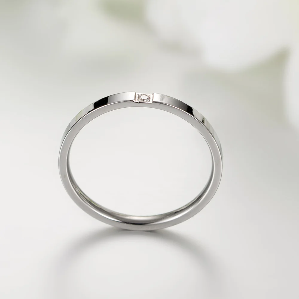 Горячая распродажа, Простое тонкое титановое кольцо, кольцо с кубическим цирконием для женщин, Гладкое Обручальное кольцо, ювелирные изделия из розового золота Изображение 3