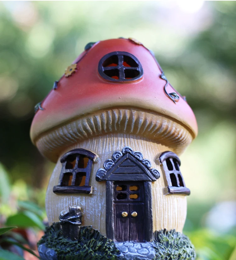 Солнечная лампа, моделирующая грибной дом, лампа для наружного сада, водонепроницаемая лампа для внутреннего двора, светящиеся украшения для газона Изображение 3