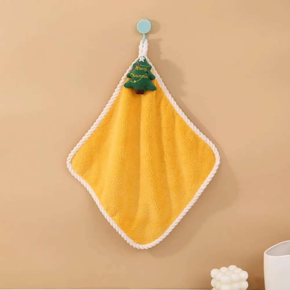 Рождественское полотенце для рук, прочный мультяшный дизайн, яркая цветная салфетка для чистки Санта-Клауса, кухонные рождественские аксессуары для отеля Изображение 3