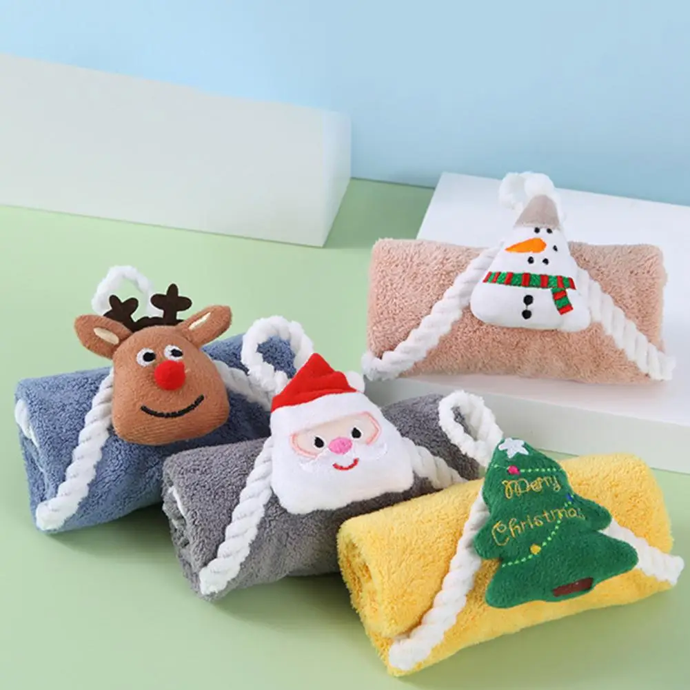 Рождественское полотенце для рук, прочный мультяшный дизайн, яркая цветная салфетка для чистки Санта-Клауса, кухонные рождественские аксессуары для отеля Изображение 4