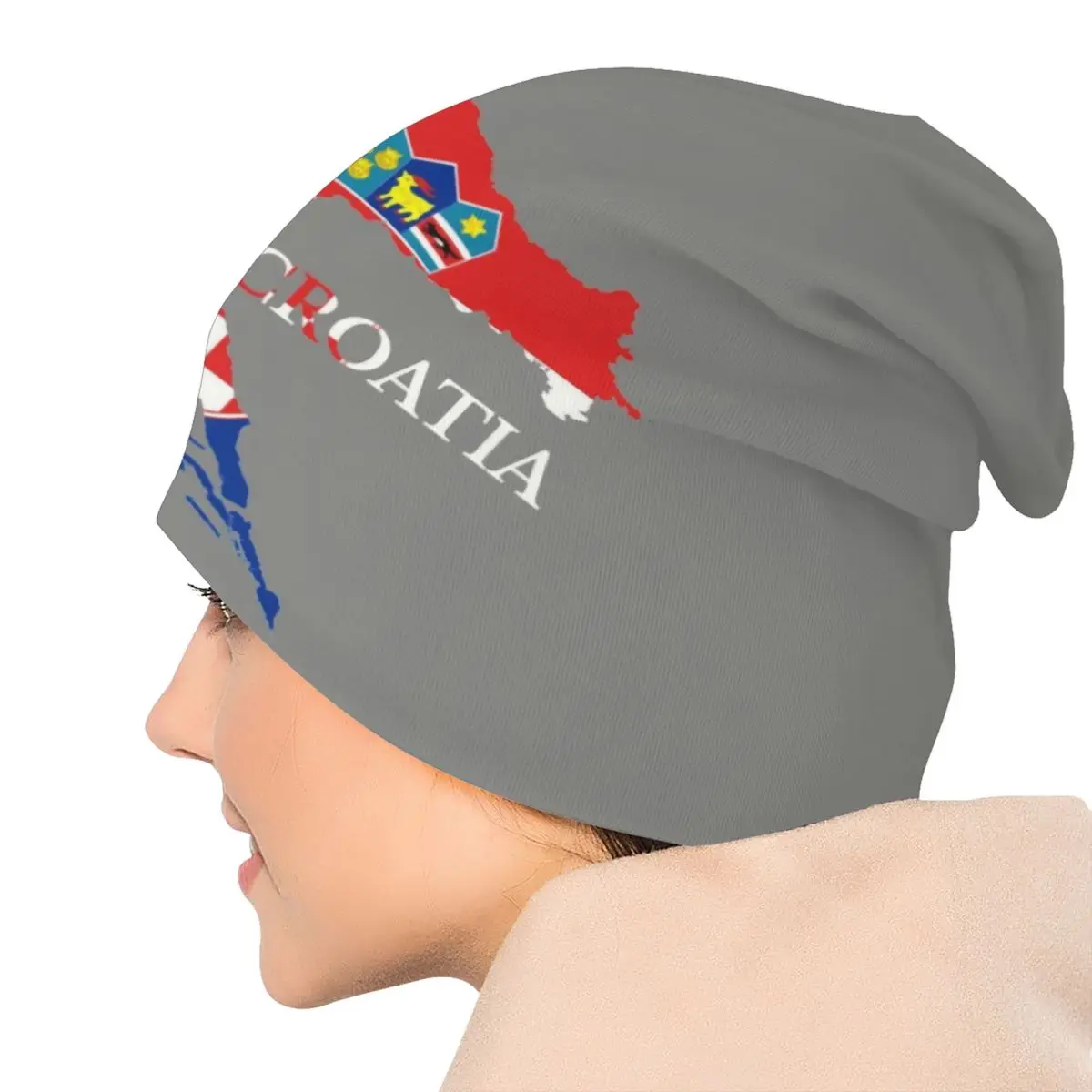 Карта флага Хорватии, шляпы-капоты, Модная вязаная шапка для женщин, мужчин, осень-зима, теплые тюбетейки, шапочки-ушанки Изображение 4