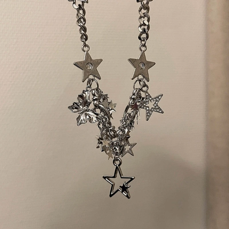 Индивидуальное ожерелье с подвеской, цепочка с полой звездой на ключице, Минималистичное ожерелье с кисточкой в виде звезды, Ювелирные изделия Для женщин, прямая поставка Изображение 5