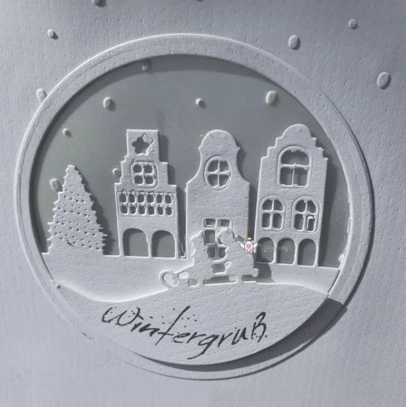 Снежный домик круглая рамка Металлические штампы Трафареты Бумага для скрапбукинга 