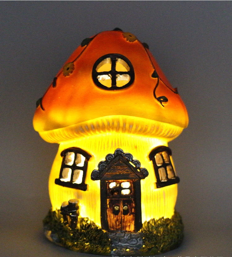 Солнечная лампа, моделирующая грибной дом, лампа для наружного сада, водонепроницаемая лампа для внутреннего двора, светящиеся украшения для газона Изображение 5