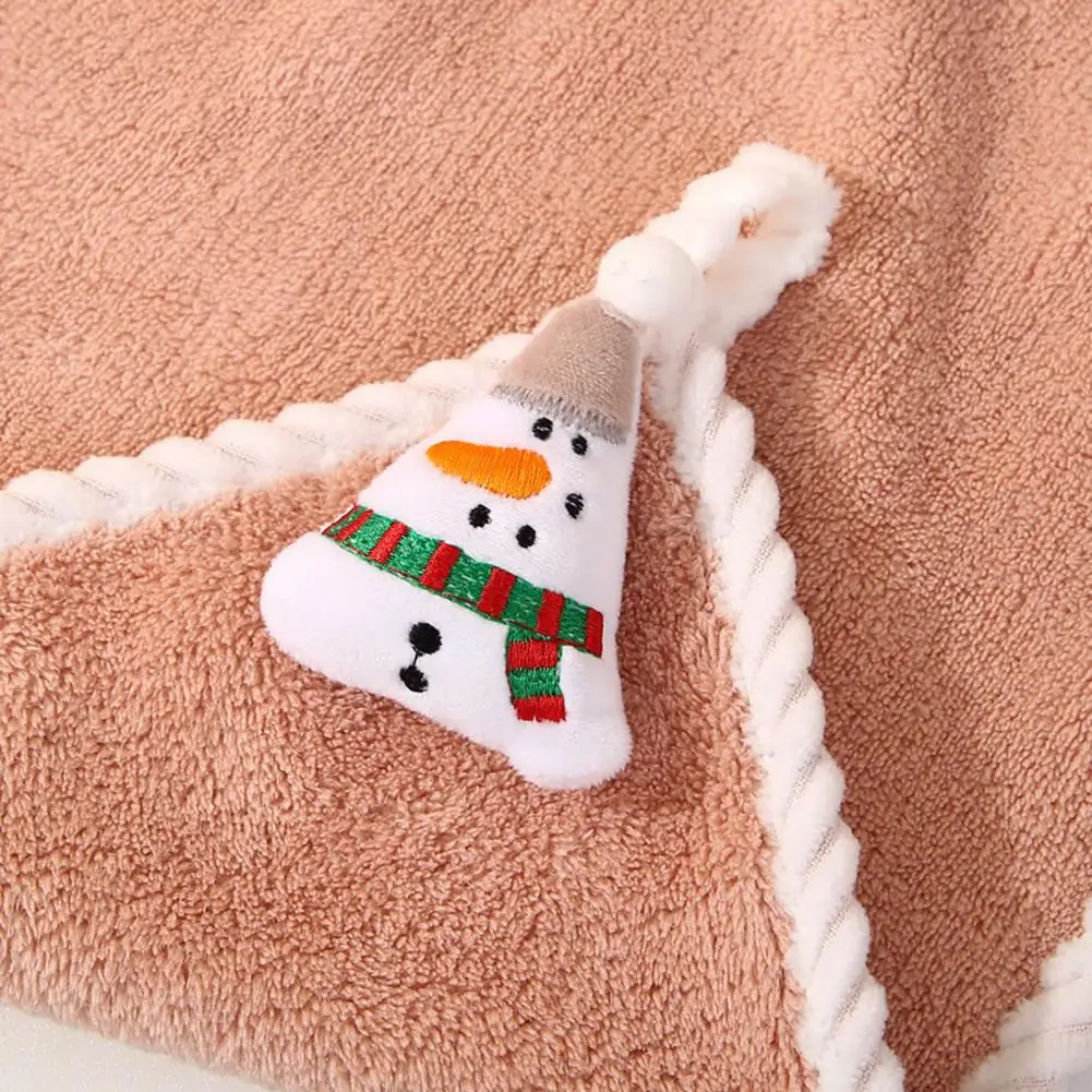 Рождественское полотенце для рук, прочный мультяшный дизайн, яркая цветная салфетка для чистки Санта-Клауса, кухонные рождественские аксессуары для отеля Изображение 5