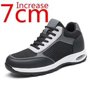 Мужская обувь, увеличивающая рост, Новая Дышащая Полая сетка, Весенне-летняя Спортивная обувь, увеличивающая рост на 7 см, Туристическая обувь, Повседневная мужская обувь для лифтов
