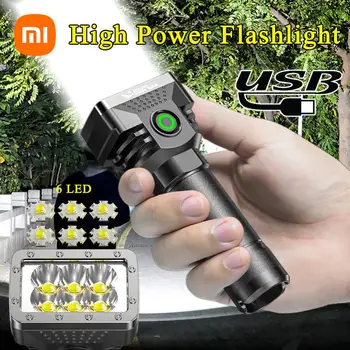 Супер Мощный светодиодный фонарик 6 светодиодных фонариков высокой мощности USB Перезаряжаемый Тактический фонарь 18650 Аварийная Походная лампа