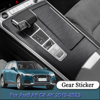Для Audi A6 C8 4K 2019-2023 Наклейка На Панель Переключения Передач Автомобиля Защитная Пленка Коробки Передач Из Углеродного Волокна Черная Наклейка На Интерьер Автомобиля Аксессуары