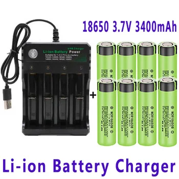 100% Новинка.Original,NCR18650 3400mAh Batería de iones de litio linterna recargable 18650, 3,7 V, para Linterna + cargador USB