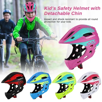 TOMSHOH Детский велосипед, Полнолицевый шлем, детская безопасность, Катание на скейтборде, роликовых коньках, шлем для спортивной защиты головы с задним фонарем
