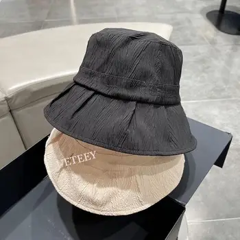 Новая популярная шляпа от солнца, модные плиссированные женские шляпы в рыбацком стиле, дышащая универсальная шапочка с открытым лицом, маленькая кепка-ведро