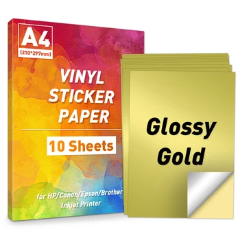 Бумажная наклейка формата А4, бумага для печати этикеток, Самоклеящаяся Глянцевая золотая бумага, ПЭТ-Виниловая наклейка для струйного принтера, лист копировальной бумаги.