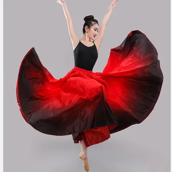360-Градусная атласная юбка для танца живота, женские Цыганские Длинные Юбки, одежда для тренировок танцовщиц, Разнообразная Однотонная Фиолетово-золотая Танцевальная юбка