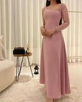 Розовые платья для выпускного вечера для женщин Arabia 2023 с пайетками на одно плечо и длинными рукавами, праздничные халаты для выпускного вечера, вечернее платье