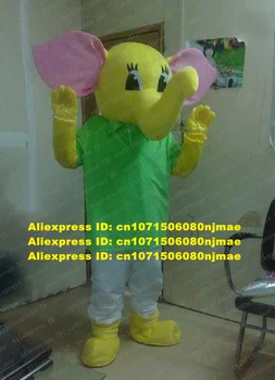 Трогательный Зеленовато-желтый Слоник, Слоновий костюм талисмана Мультяшного персонажа Mascotte для взрослых, Розовые Большие Уши, Длинный нос, № 9914, Бесплатно Sh