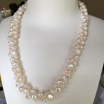 Новое ожерелье из 3 нитей белого и фиолетового пресноводного жемчуга в стиле барокко длиной 50 см модные ювелирные изделия