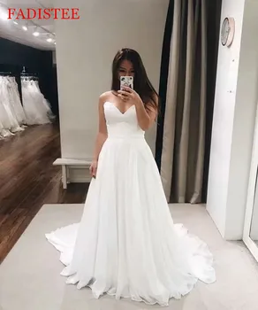 платье 2021Bridal Gowns Chiffon Simple Strapless Wedding Dress свадебное платье Sleeveless Vestido De Noiva
