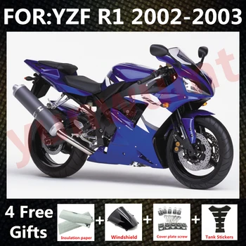 НОВЫЙ ABS Мотоцикл Литьевая форма полный Комплект обтекателей подходит Для YZF R1 2002 2003 YFZ-R1 02 03 Комплекты Обтекателей для кузова синий белый
