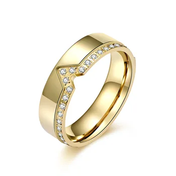 Винтажные кольца V-образной формы с подвесками из кубического циркония AAA +, Ювелирные изделия из нержавеющей стали золотого цвета для женщин, Мужские Аксессуары Anillos