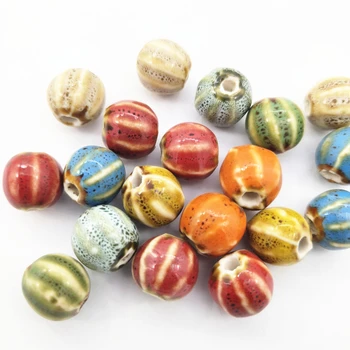 (20 шт./лот) Круглые керамические бусины 12 мм, имитирующие арбузные конфеты, рассыпчатые бусины для самостоятельного изготовления ювелирных изделий из ожерелья, браслета