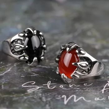 Винтажное мужское кольцо-печатка с сердоликом и камнем оникс, черное кольцо из нержавеющей стали для мужчин Оптом