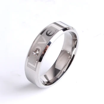 обручальные кольца 6 мм серебристого цвета со стразами LOVE кольца для пальцев из нержавеющей стали 316L для женщин и мужчин оптом