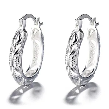 Женские посеребренные металлические серьги-кольца Huitan с эстетичным рисунком, минималистичные серьги U-образной формы, женские ювелирные изделия, прямая поставка