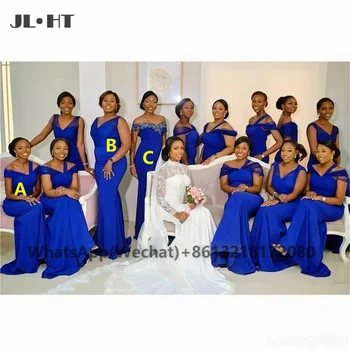 Африканские сине-черные женские платья подружек невесты 