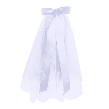 Белая фата Невесты, Свадебное Платье, Фата из двух слоев тюлевой Ленты, Женские Аксессуары