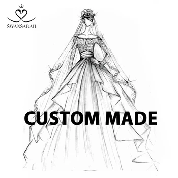 SwanSarah Сшито По Индивидуальному Заказу Для Свадебного платья 01 DZ С Аппликацией На Заказ, Бальное платье Сделано В Китае, Большие размеры, Vestido De Noiva
