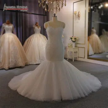 Плюс размер красивое свадебное платье в виде русалки с пышной юбкой