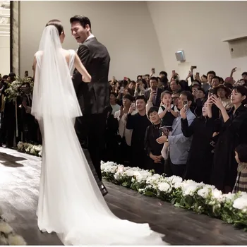 2019 Элегантные свадебные аксессуары, 3-метровая двухслойная свадебная фата цвета белой слоновой кости, простая свадебная фата с гребнем, свадебная фата, Горячая распродажа