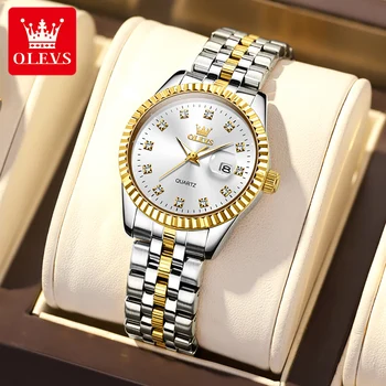 OLEVS Новые оригинальные кварцевые часы для женщин, роскошный Топовый бренд, Модные Элегантные водонепроницаемые женские наручные часы из нержавеющей стали 5526