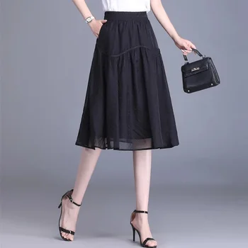 Женская юбка Мода 2023, Новая универсальная юбка с высокой талией, женские летние Элегантные тонкие повседневные юбки с эластичной талией, женские юбки