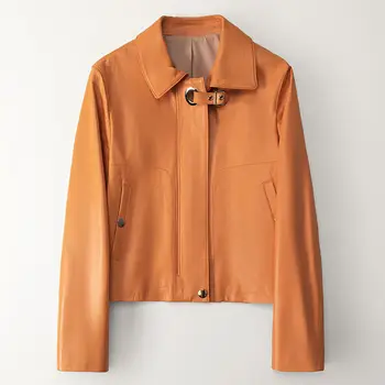 Пальто из натуральной кожи из овчины Весна 2023, Новая короткая женская куртка-пальто