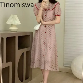 Женское платье в горошек Tinomiswa Sweet Style с воротником 
